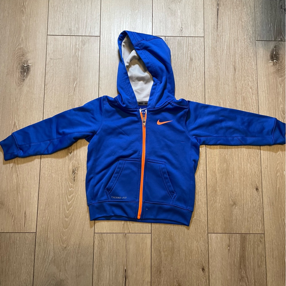 Nike Therma-FIT‎ Full-Zip Hoodie Jacket Blue & Orange Toddler Size 4T
